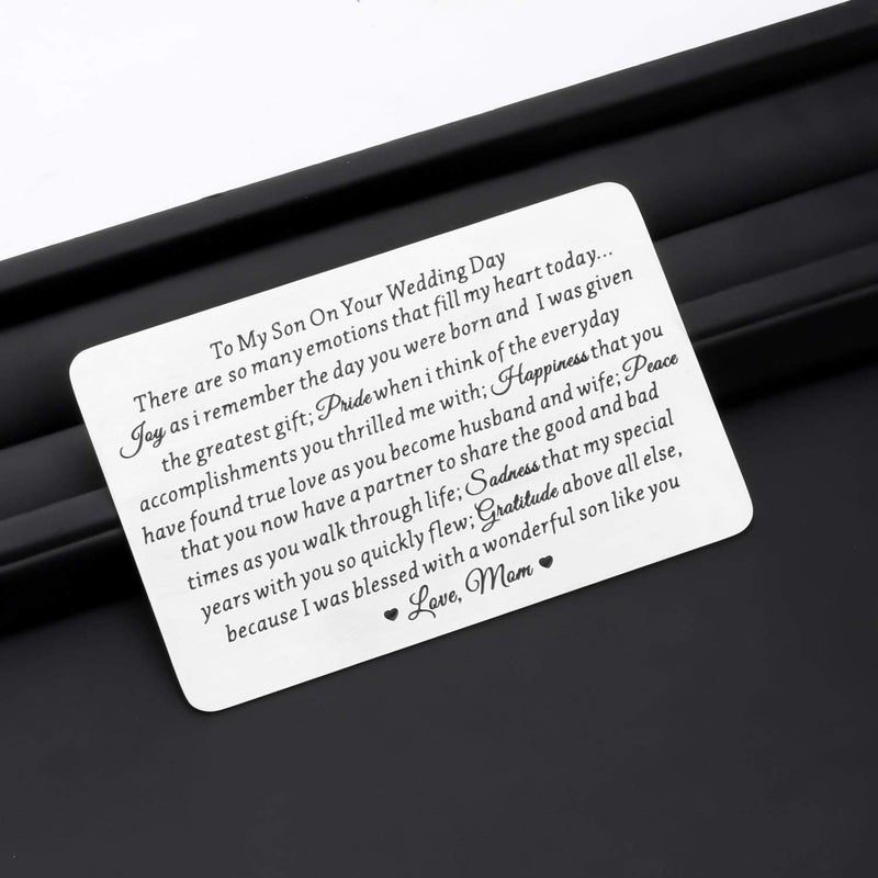 Lywjyb Birdgot Son Wedding Gift from Mom Son Gifts To My Son Gift Mom to Son Gifts Touching Mother to Son Poem Gift Son Wedding Gift from Parents Wallet Cards Gift (To Son Wedding Day card) - Image 4